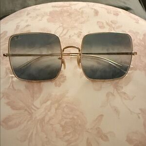 Ray-Ban Gold Frame with Blue Lenses Sunglasses